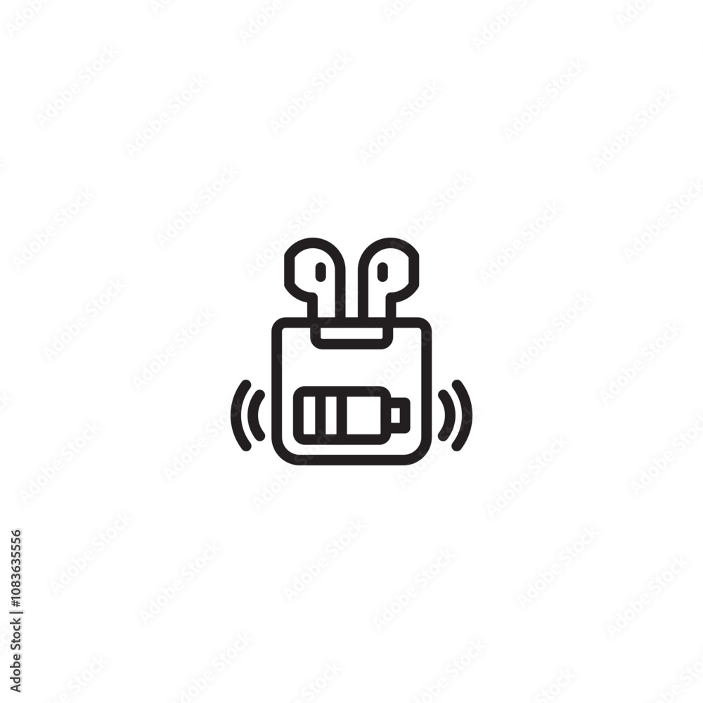 Fototapeta premium Earphone wireless charging on icon. Editable icon.