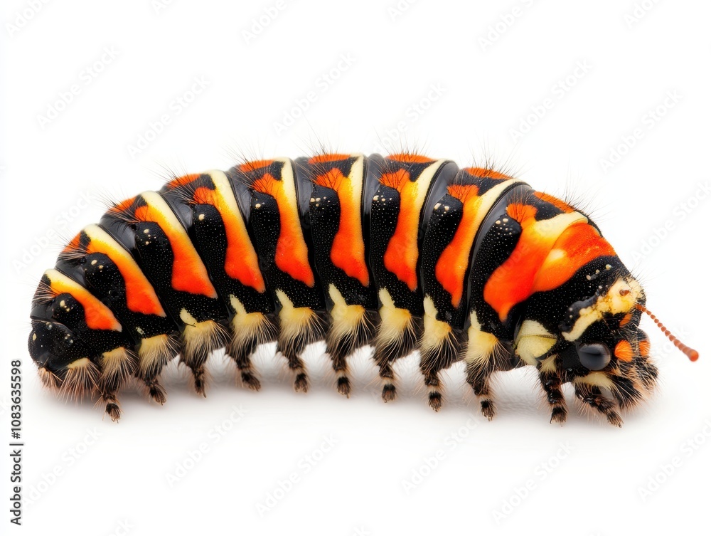 Fototapeta premium Vibrant caterpillar on a white isolated background.