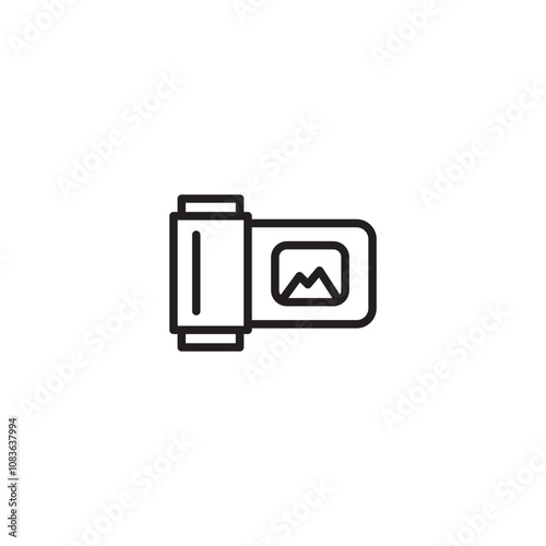 Film Roll and Photo on icon. Visual representation of photographic film, representing the physical medium used for capturing images in analog photography. Editable icon.