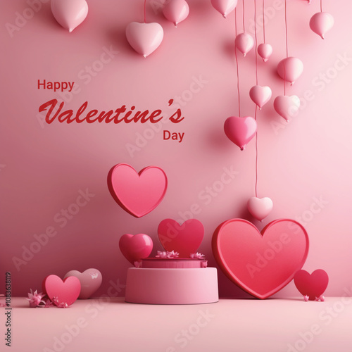 Valentines day background with heart balloons
