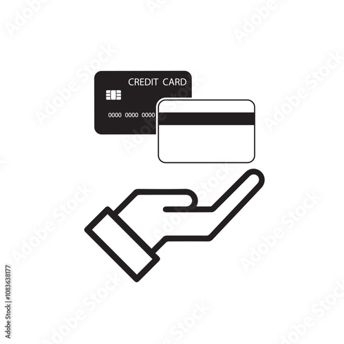Cradit card icon, simple flat design. Isolate on white background.