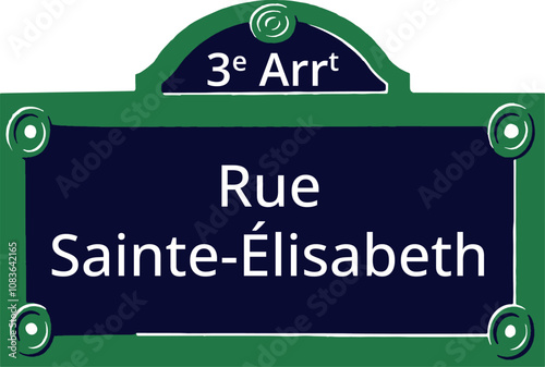 3e Arrt, Elegant Parisian Street Sign photo