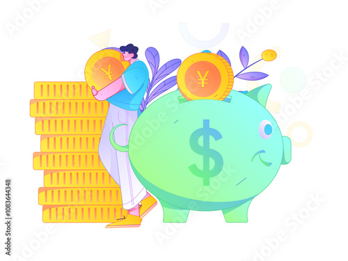 Internet financial management investment flat vector concept operation hand drawn illustration
