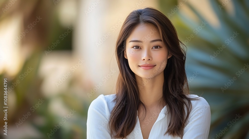 Fototapeta premium Portrait of a smiling Asian woman.