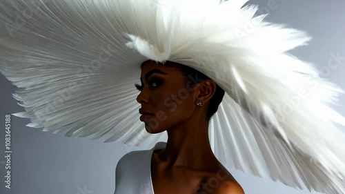 Avant garde fashion concept with elegant model in artistic chaos theme