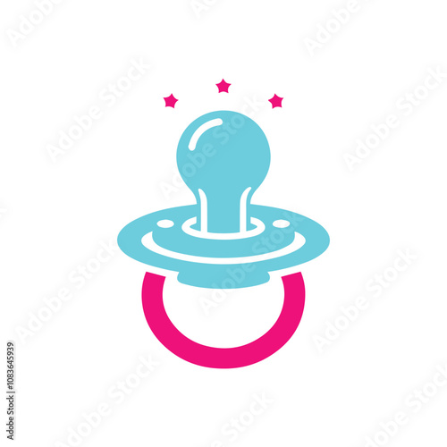 Minimalist Pacifier silhouette. Baby pacifier icon on a white background