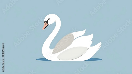 Two white swans gracefully swim in a calm lake, their reflections mirroring their beauty in the crystal-clear water