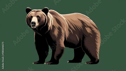 Walking brown bear cartoon vector illustration