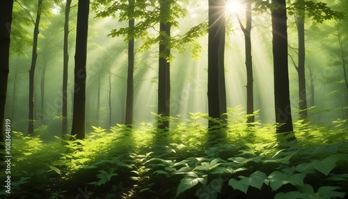 sunlight in the forest photo