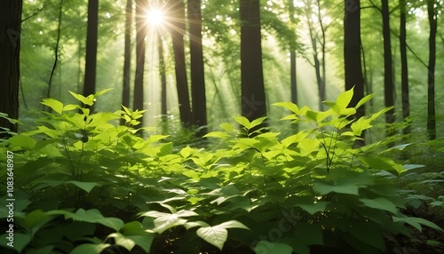 sunlight in the forest photo