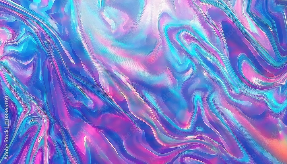 Obraz premium Abstract Iridescent Fluid Texture Background. Perfect for Web Design, App Interfaces, Social Media Graphics, Luxury Branding, or Creative Presentations with Pastel Hues and Dreamy Gradient Swirls