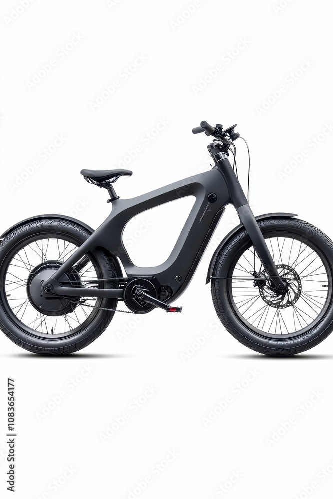 Obraz premium Black electric bicycle with thick tires.