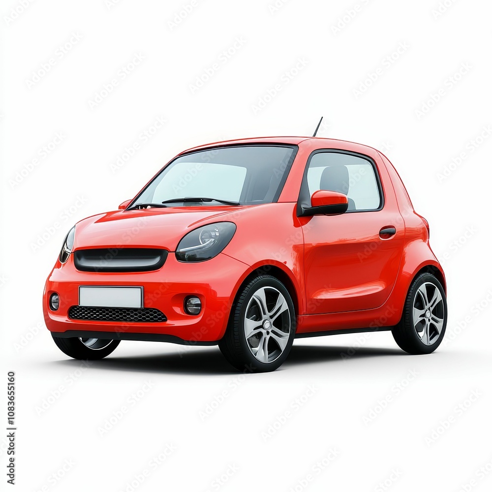 Naklejka premium A red compact car on a white background.
