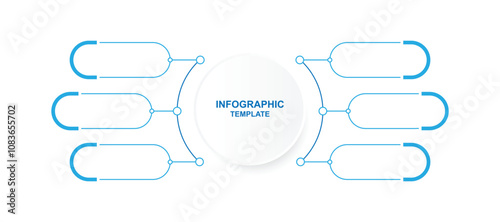 Vector template infographic with circular concept and line style. Timeline workflow with 6 columns can be used for workflow, business presentation and web graphic design 