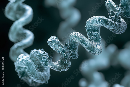 3D Illustration of Borrelia burgdorferi Bacteria photo