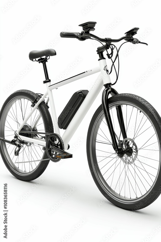 Fototapeta premium White electric bicycle with black tires.