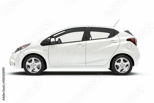 Obraz na płótnie White hatchback car on white background.