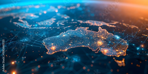 australia network connection, digital art illustration, for full australia . Generative AI