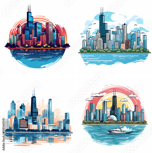 Chicago City Illinois Architecture Skyline Downtown Windy City Lake Michigan Skyscrapers Mil