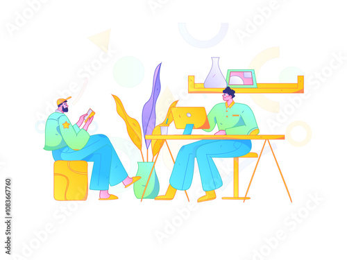 Home indoor character scene flat vector concept operation hand drawn illustration
