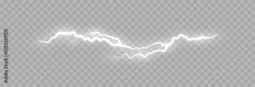Vector lightning PNG. Thunderstorm lightning, bright flash of light png. Natural phenomenon.