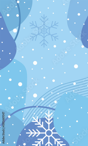 Winter poster with snowflakes. Colorful winter banner with falling snowflakes. Wintry scenes. Winter background. Vector illustration