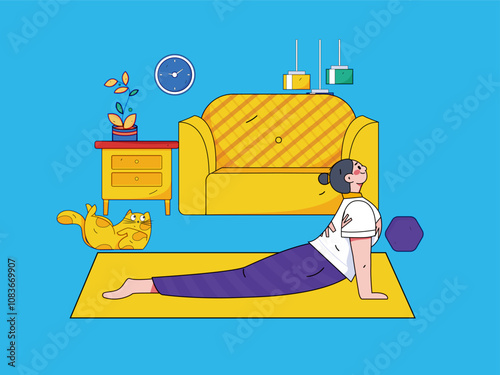 Home indoor character scene flat vector concept operation hand drawn illustration
