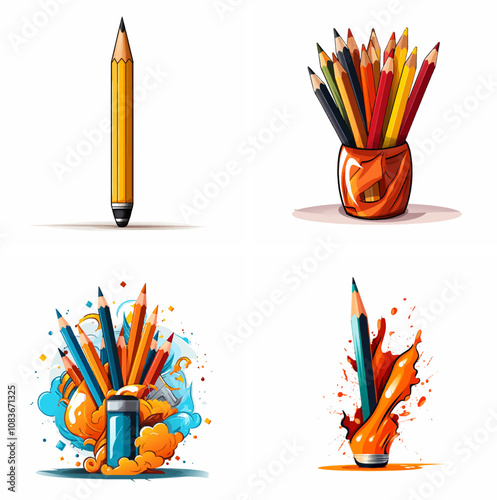 Pencil Writing Drawing Eraser Lead Graphite School Sketch Art Paper Stationery Sharpener HB