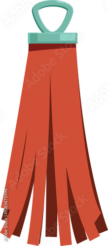 Elegant red tassel with a metal clasp, adding a touch of sophistication