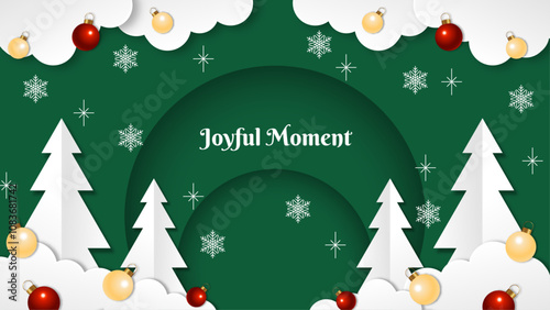 Festive Holiday Card With Christmas Papercut Decorations and Greetings