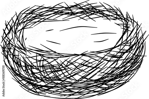 Empty nest outline hand drawn vector