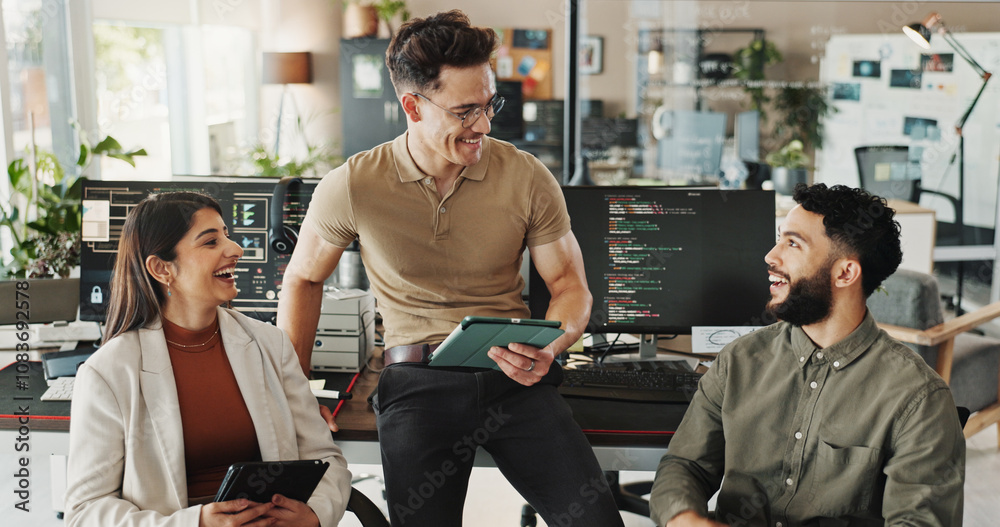© peopleimages.com - Programmer, tablet and planning with business people in office for website developer, coding bootcamp and review. Mentor, collaboration and software engineer with group of employees in tech startup