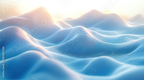 Abstract Blue and White Wavy Pattern with Sunlit Peaks photo