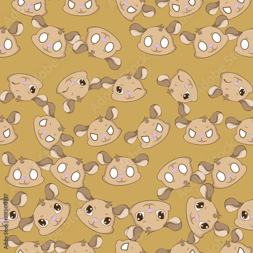 Expressive Gerbil Cartoon Repeat Pattern Design