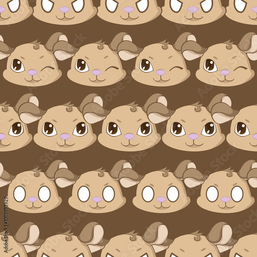 Expressive Gerbil Cartoon Repeat Pattern Design