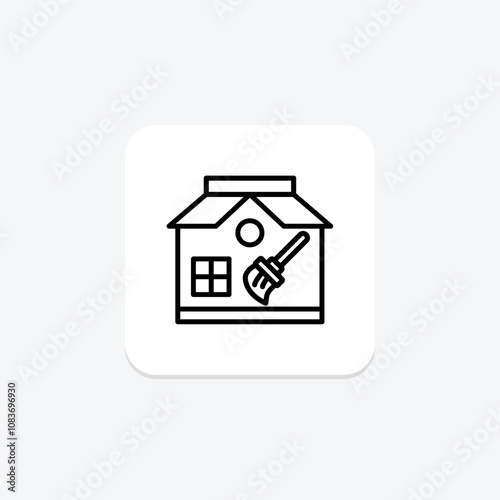 house clean line icon , vector, pixel perfect, illustrator file