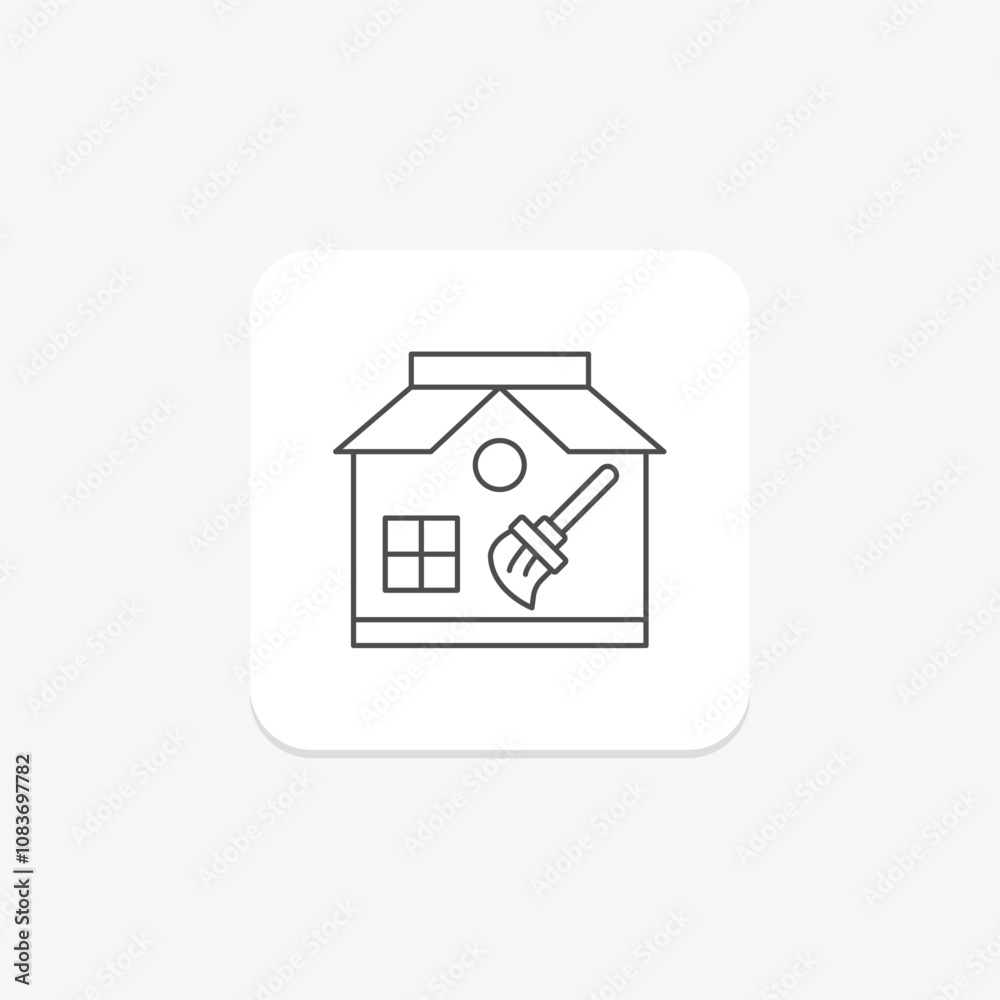 Obraz premium house clean thinline icon , vector, pixel perfect, illustrator file