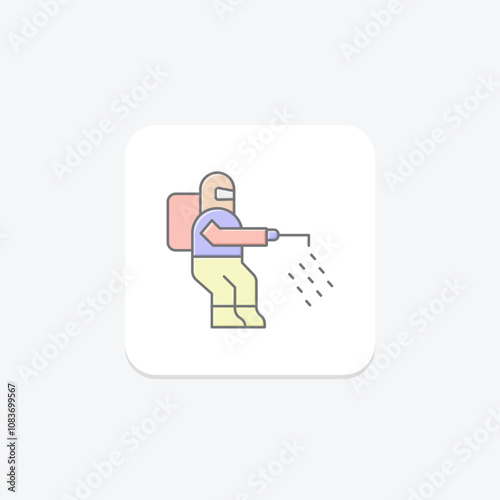 Disinfectant man lineal color icon , vector, pixel perfect, illustrator file