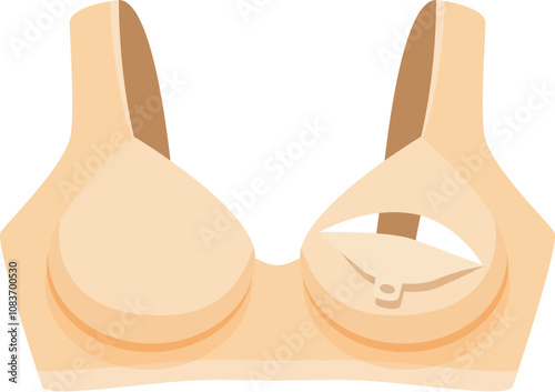 Comfortable beige nursing bra designed for easy breastfeeding, promoting bonding between mother and baby