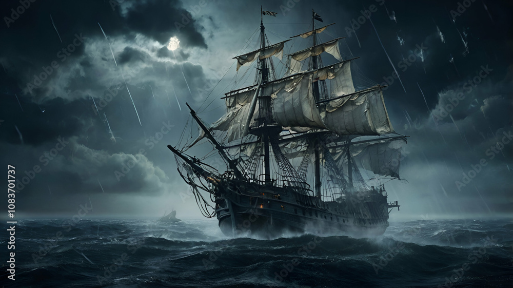 Fototapeta premium ship in the storm