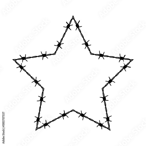 Star barbed wire svg cut file. Isolated vector illustration.