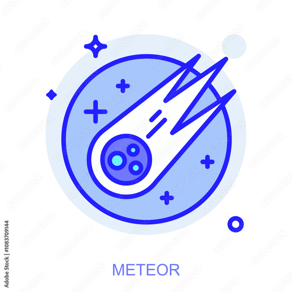 Fototapeta premium Science icon. Symbol of a Meteor. Isolated vector illustration. Simple line drawing. Editable stroke