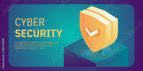 Cyber security isometric concept. Antivirus, encryption, cloud data protection. Software development. Safety internet. Online information protect. Digital technology vector background.