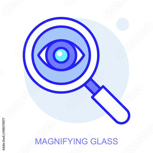 Science icon. Symbol of a Magnifying Glass. Isolated vector illustration. Simple line drawing. Editable stroke