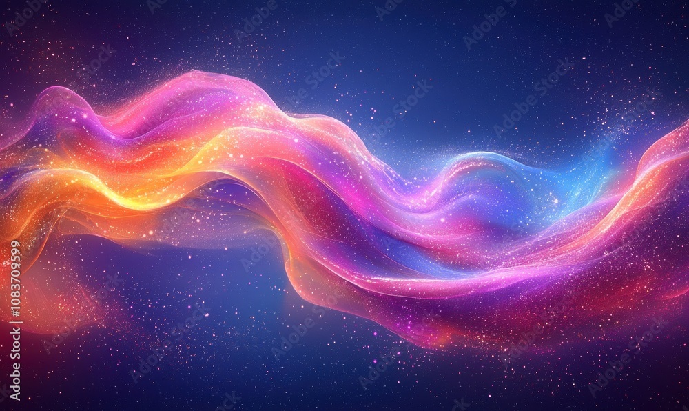 Obraz premium Abstract Wave of Cosmic Energy with Glittering Stars