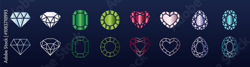 8 different gradient gemstone sets