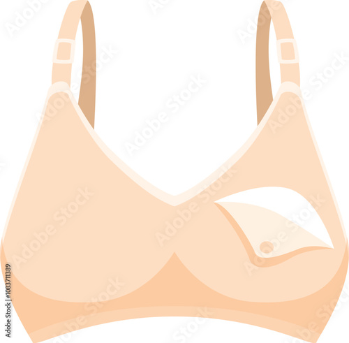 Comfortable beige nursing bra designed for breastfeeding mothers, providing support and easy access for feeding