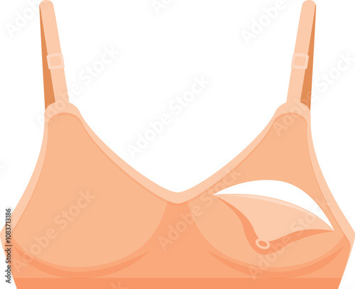 Peach colored nursing bra offering comfort and support for breastfeeding, featuring clips for easy access