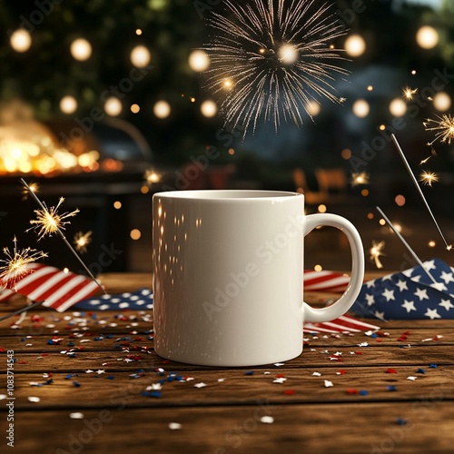 Realistic mockup of white ceramic mugs in natural settings like forests and mossy rocks, as well as modern interiors like bright kitchens, perfect for customizable graphics and branding designs