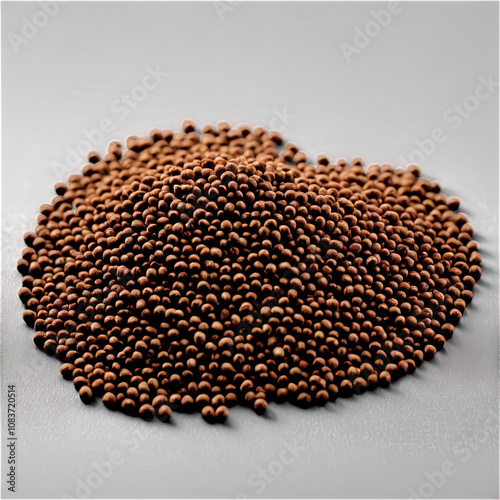 Browntop millet tiny round dark brown seeds soft heart outline with gentle highlights Food and photo